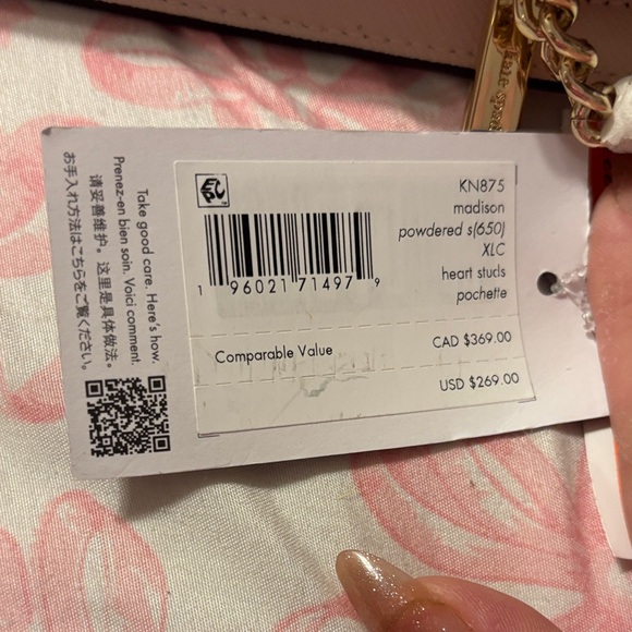 Kate Spade Blush Pink Heart-Studded Pouch - Picture 2 of 3